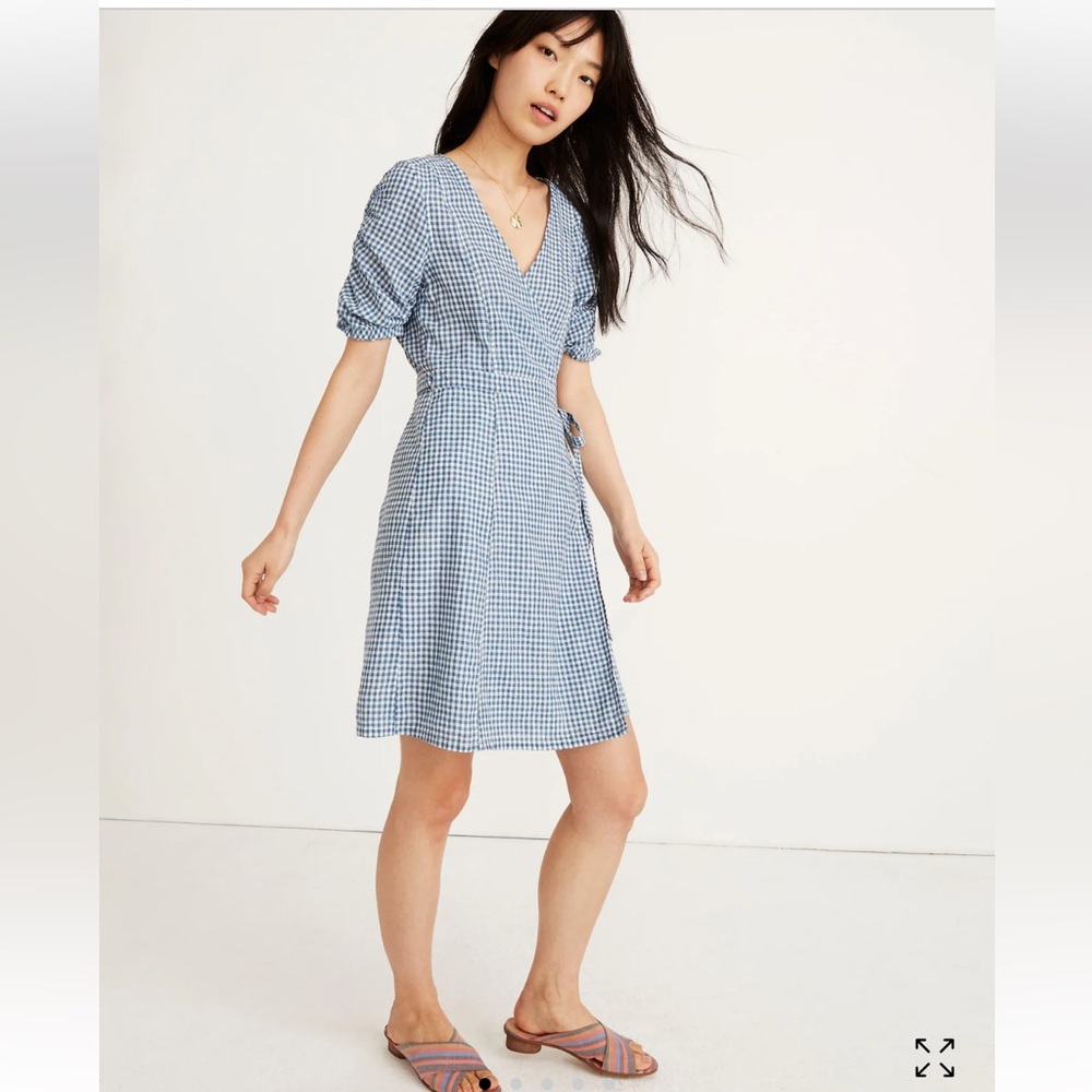 Madewell Blue Checkered Mini Dress